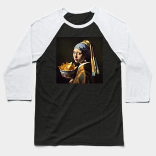 Mona Lisa Tortilla Chip Feast Tee - National Tortilla Chip Day Baseball T-Shirt